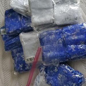 All of the White and blue organza bags